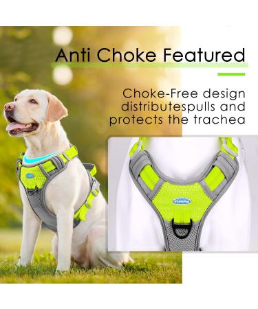 Thinkpet Anti Zug Dog Harness - Adjustable No-Choke Handle Harness for XL Dogs - Reflective Breathable & Upholstered (Bright Green) - 1 Pack - Buy Online on GoSupps.com