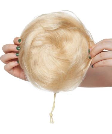 blonde Updo Hair Buns Hair Extensions Human Hair Scrunchie Clip in Ponytail Donut Chignons #613 Bleach Blonde Straight-Type B #613 Bleach Blonde - Buy Online on GoSupps.com