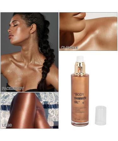 Pongnas Body Highlighter Oil 100ml Long Lasting Shimmering Glow Liquid with Nourishing Ingredients for Cheek Collarbone Shoulder (Gold Bronze) - Buy Online on GoSupps.com
