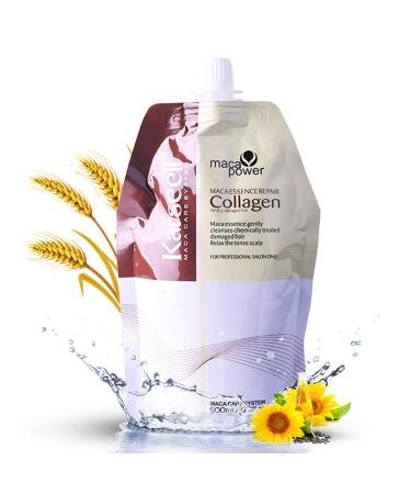 Karseell Collagen Maca Hair Treatment Deep Conditioning Hair Mask Packet Argan Oil Coconut Oil Paraben-Free Hair Mask for Dry Damaged Hair 16.90 oz 500ml