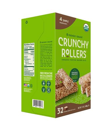 Organic Brown Rice Snacks - Crunchy Rollers - 32 Pieces - Friendly Grains - Buy Online on GoSupps.com