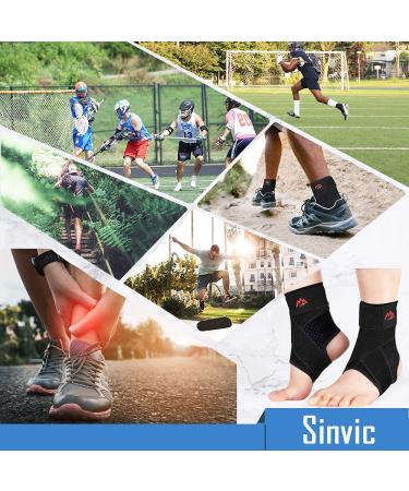 Adjustable Compression Ankle Braces 2PCS for Men & Women Breathable Support for Sprains, Sports Injuries - Large Classic Black - Buy Online on GoSupps.com
