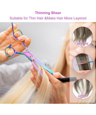 13Pcs Scissors Hair Hairdressing Professional Shears Set Thinning Cutting Clip Comb Stainless Steel Cut Pouch Kit Salon Barber Women Men Kids Black (Purple) - Buy Online on GoSupps.com