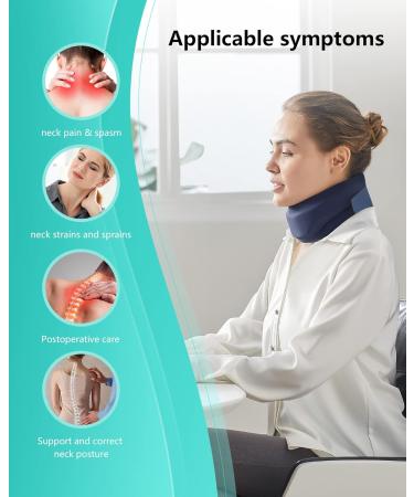 Neck Brace for Neck Pain and Support - Soft Foam Cervical Collar for Sleeping - Wraps Keep Vertebrae Stable and Aligned for Relief of Cervical Spine Pressure for Women & Men (Dark Blue-M) M Dark Blue - Buy Online on GoSupps.com