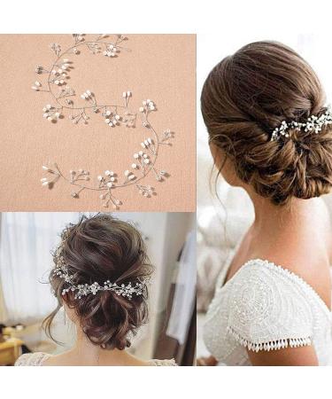 Elegant Bridal Pearls Headband - Silver Rhinestone Hair Accessories for Weddings Prom & Bridesmaids - Buy Online on GoSupps.com