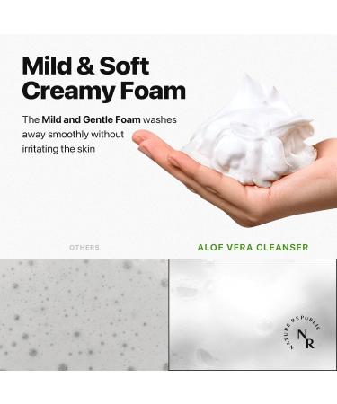 Nature Republic Mild & Moisture Aloe Vera Foam Cleanser Hydration & Moisturizing makeup remover Pore Cleansing aloe face wash Korean Skin Care for All Skin Types 150ml / 5.07 fl Oz - Buy Online on GoSupps.com