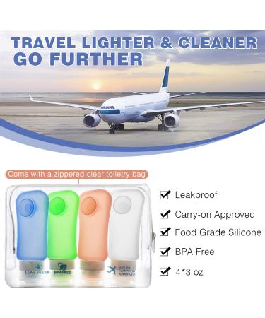 Moko Travel Bottles Set - 4 PCS BPA-Free Silicone Leak-Proof Refillable 3.1 oz Travel Bottles for Shampoo & Toiletries - Buy Online on GoSupps.com