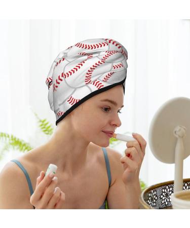 Hair Towel Wrap - Quick Drying Towel Turban with Button - Baseballs Design - Buy Online on GoSupps.com
