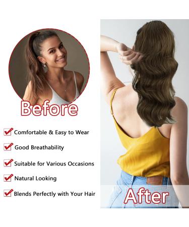 Ponytail Extensions Brown - Long Curly Synthetic Hair with Bracket - 40cm Braid Ponyture - Realistic 8/10 #082d-16 - Buy Online on GoSupps.com