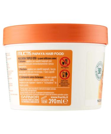 Garnier Fructis 3-in-1 Hair Food Papaya Repair Mask | Vegan Formula for Damaged Hair | 390 ml - International Shipping Available - Buy Online on GoSupps.com