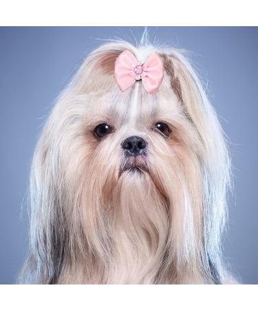 Dog Hair Bows 20 Pack Dog Bows Multicolor Cat Dog Bow Rhinestone Beads Flowers Topknot for Pet Hair Accessories - Buy Online on GoSupps.com