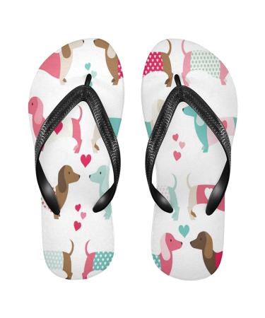 Mnsruu Valentine Dackel Dog Heart Love Flip Flops Flip Sandals Home Slipper Hotel Spa Bedroom Travel for Men Women Medium Multi -Colored