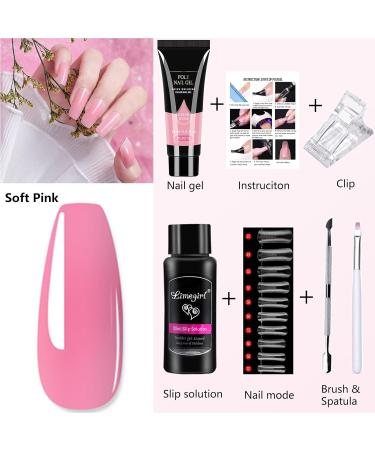 Poly Nail Gel Kit for Beginners - Builder Extension Set with Slip Solution - DIY Nail Art Set for Women - 10-PINK - Buy Online on GoSupps.com