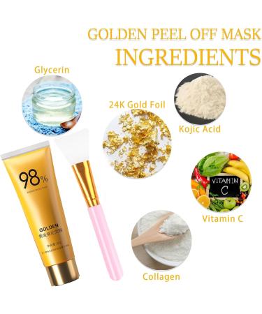 Gold Foil Peel-Off Mask Poreless Golden Peel Off Mask with Mask Brush 98.4% Peel-Off Anti-Wrinkle Mask Remove Blackhead & Smooth Skin Pore Face Masks Skincare Peel Off Face Masks Anti Aging - Buy Online on GoSupps.com