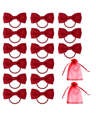 15 Pieces of Red Bow Hair Ties with 2 Pieces of Gauze Bags Red Bow Hair Accessories Red Hair Ties Red Hair Accessories for Girls School Hair Accessories