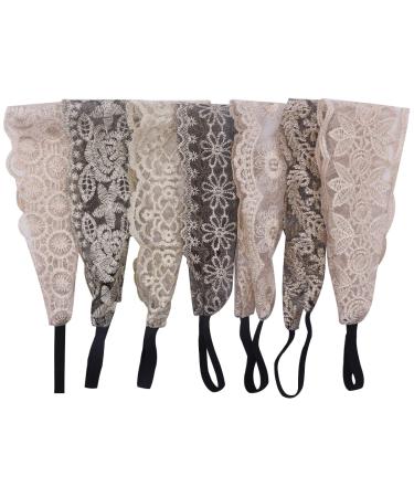 7Pcs Misgirlot Lace Headbands - Cute Stretch Hairbands for Fashionable Turban Style (Random Color) - Buy Online on GoSupps.com