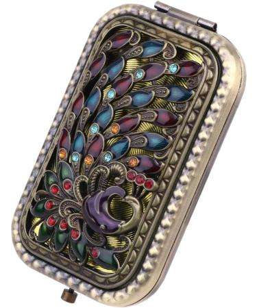 Leorx Antique Peacock Compact Mirror - Double Sided Metal Makeup Mirror for Women - Buy Online on GoSupps.com