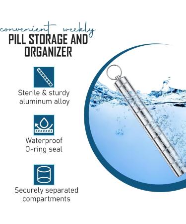 Weekly Pill Organizer - Aluminum 7 Day Travel & Daily Medication Organizer for Fish Oil Vitamins & Supplements (Black - Buy Online on GoSupps.com