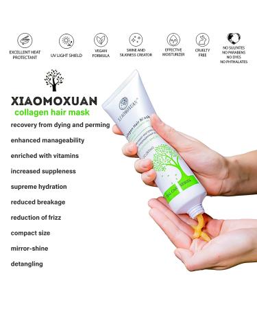 Xiaomoxuan Natural Plant-Based Collagen Hair Mask for Deep Conditioning and Repair - Moisturize Dry and Damaged Hair, Treat Split Ends, and Restore Hair Gloss - Buy Online on GoSupps.com