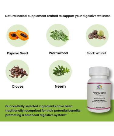 Herbs SRA- Natural Digestive Supplement with Papaya Seed Wormwood Black Walnut Clove & Neem.120 Vegetarian Capsules. Superior Blend - Buy Online on GoSupps.com