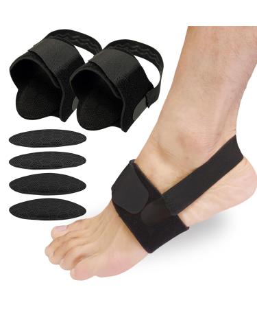 Foot Arch Support Brace for Plantar Fasciitis Relief for Women & Men - Adjustable Compression Bands with Removable Gel Arch pads for Flat Feet Fallen Arches High Arch Feet Pain Relief