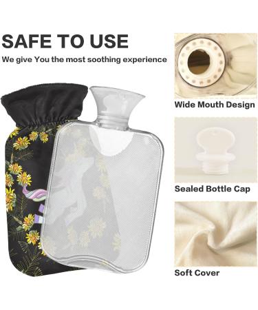 Hot Water Bottle 2L with Lid - Retro Flowers & Unicorn Design | Pain Relief Hand & Feet Warmer for Winter - Buy Online on GoSupps.com