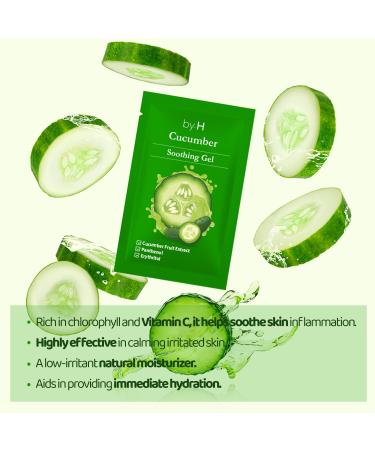 by.H Pure Cucumber Gel Organic Pouch (30 PC) - Skin Care Cucumber Cooling Gel with Extracts for Sunburn and Soothing Relief | Food Grade Non-Sticky Formula for Sensitive Skin - Buy Online on GoSupps.com