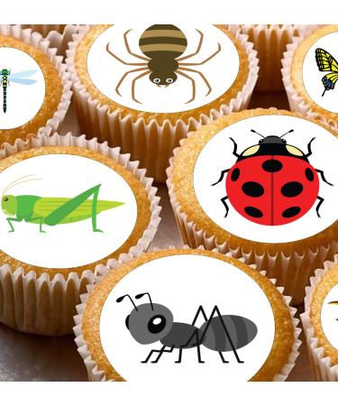 24 edible PRE CUT Insect insects bugs kids childrens party decoration cupcake toppers on wafer rice paper