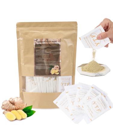 60PCS Ginger Foot Pads Deep Cleansing Foot Pads Natural Ginger Powder Bamboo Vinegar Foot Patches for Foot Care Adhesive Sheets for Pain Relief Improve Sleep Say Goodbye to Stress and Fatigue