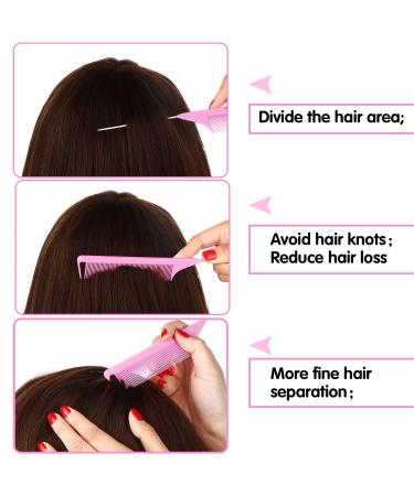 12-Piece Braiding & Styling Comb Set with Stainless Steel Pintail - Black Pink - Buy Online on GoSupps.com