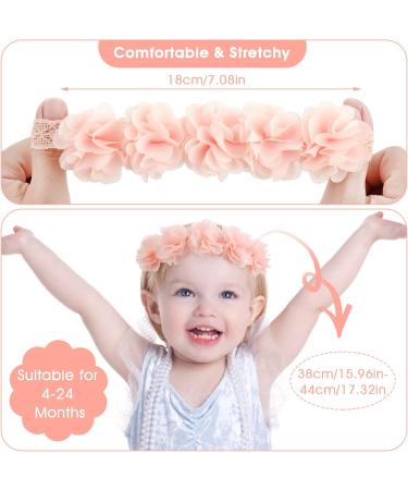 2Pcs Chiffon Flower Baby Headbands - Floral Crown Hair Accessories for Newborns & Toddlers - Buy Online on GoSupps.com