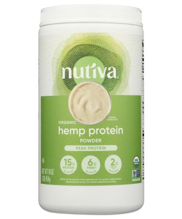 Nutiva Organic Cold-Pressed Raw Hemp Seed Protein Powder Peak Protein 16 Oz USDA Organic Non-GMO Whole 30 Approved Vegan Gluten-Free & Keto Plant Protein with Essential Amino Acids