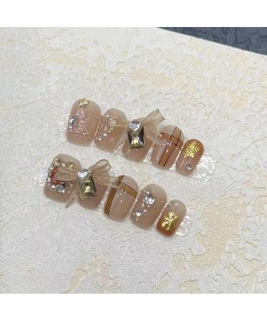 Handmade Christmas Wearing Armor Handmade Light Luxury Style Christmas Tree Bow Nail Patch Short False Nails (Size : M) 1 count (Pack of 1) - Buy Online on GoSupps.com