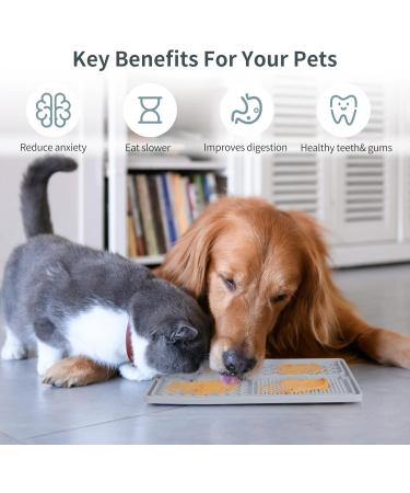 Qishare Leak Mat for Dogs - Peanut Butter Suction Cup Mat with Spatula & Brush for Easy Cleaning | Ideal for Bathing & Pet Care (Gray) - Buy Online on GoSupps.com