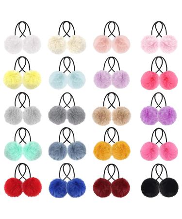 Qearl 40 Pieces Pom Ball Elastic Hair Ties - Fluffy Ponytail Holders for Women, Girls, Kids - Hair Accessories - Buy Online on GoSupps.com