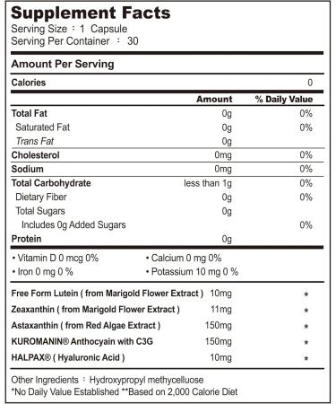 FSN FRUSIRNAG Vision Health Lutein : Zeaxanthin (10:2) + Astaxanthin with Red Algae Extract Supports Healthy Vision Non-GMO Gluten-Free Chemicals/Toxin-Free 30 Capsules - Buy Online on GoSupps.com