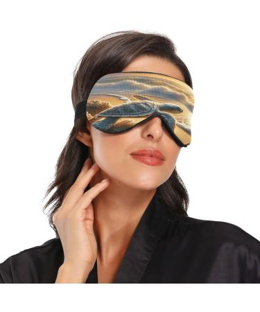 Pastel Turtle Beach Sunset Sleep Mask | Light Blocking Eye Mask for Men & Women | Adjustable Soft Blindfold for Travel & Naps - Buy Online on GoSupps.com