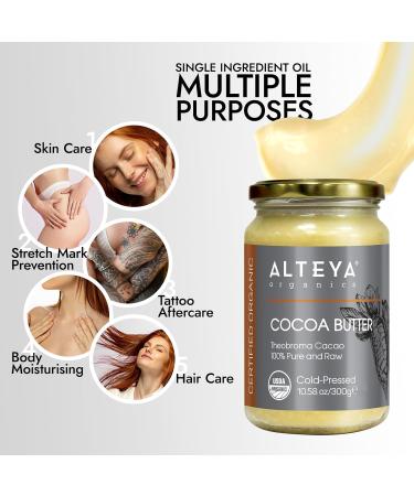 Altenya Bio Cocoa Butter 300g - 100% USDA Certified Raw Natural Cocoa for Body Hair & Lip Care - Imported from South Africa - Buy Online on GoSupps.com