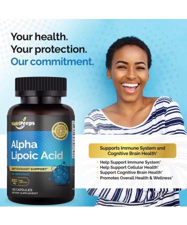 Extra Strength Alpha Lipoic Acid 650 mg - Non-GMO Antioxidant Supplement for Immune & Cognitive Health - 120 Capsules - Buy Online on GoSupps.com