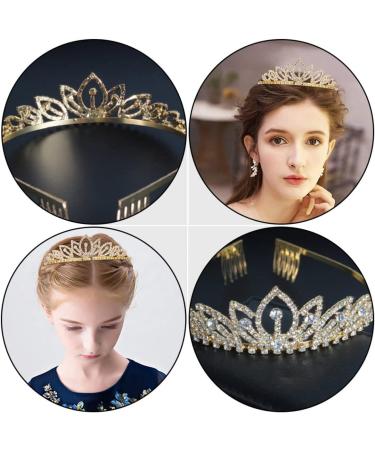 FRCOLOR 1pc Decorative Rhinestone Dress Accessory Princess Headband Shiny Crystal Crowns Party Women Bride Exquisite Comb Girls Trend Bridal Prom Party Baroque Shining Gold Plastic Tiara Small 15x3cm Golden - Buy Online on GoSupps.com