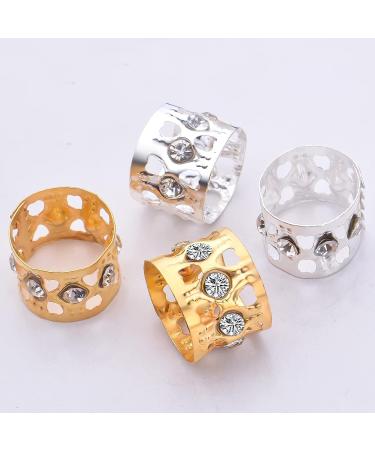50pcs Rhinestone Dreadlocks Beads Hair Ring Decoration Braiding Hair Braid Cuff Clip Hollow Heart Tube Beads Accessory Golden Silver - Buy Online on GoSupps.com