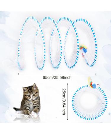 PEUTIER Cat Tunnel Toy 25.6 x 9.8 Inches Folded Cat Tunnel Spring Toy with Feather & Plush Rat S-Shaped Cat Tunnel Tube Toy Collapsible Interactive Cat Toy for Indoor Cats Rabbits Puppies (Blue) - Buy Online on GoSupps.com