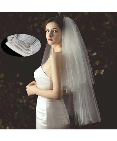 Umimiss Bridal Veil White Pearl Hair Clip-Bride To Be Bridal Pearl Veil Hen Party Veil Bride To Be Decorations Bachelorette Party Accessories Bride Headband And Veil Bride To Be Headband Wedding Veil - Buy Online on GoSupps.com