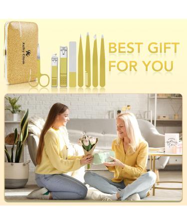 Tweezers Set for Facial Hair Removal Women 8Pcs Precision Eyebrow Tweezers Nail Clipper Set Eyebrow Plucker Men for Ingrown Hair Removal (Champagne Colour) - Buy Online on GoSupps.com