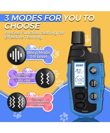 Dog Training Collar with Remote 3300Ft Remote Range Beep (1-8) & Vibration (1-16) Training Modes USB Rechargeable IP67 Waterproof Remote Anti Bark Collar for Large Medium Small Dogs (BLUE) - Buy Online on GoSupps.com