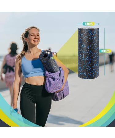 Gymer Foam Roller - Medium Hardness 33x14 cm Self-Massage Tool for Back Spine & Legs | Effective Black-Blue Roller for Stretching & Fitness - Buy Online on GoSupps.com