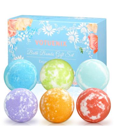 6 Pcs Bath Bombs - 5.2 oz Large Bath Bombs for Women Rich in Shea Butter and Sea Salt Natural Fizzers Spa Bubble Bath Bomb Set  Moisturize Dry Skin  Perfect for Bubble & Spa Bath