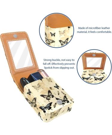 Travel Lipstick Organizer Case - Vintage Butterflies Makeup Bag with Mirror | Portable Beauty Essentials - Buy Online on GoSupps.com