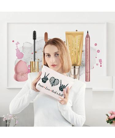 Levlo Funny Rock and Roll Cosmetic Bag - Retro 80s Guitar Make-Up Bag Peace Love Rock 'n' Roll Gift for Friends & Family - Buy Online on GoSupps.com