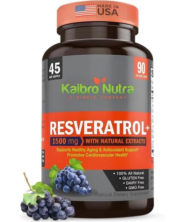 Simple Organics Resveratrol 1600mg - 45 Day Supply - 90 Veg Capsules - Buy Online on GoSupps.com